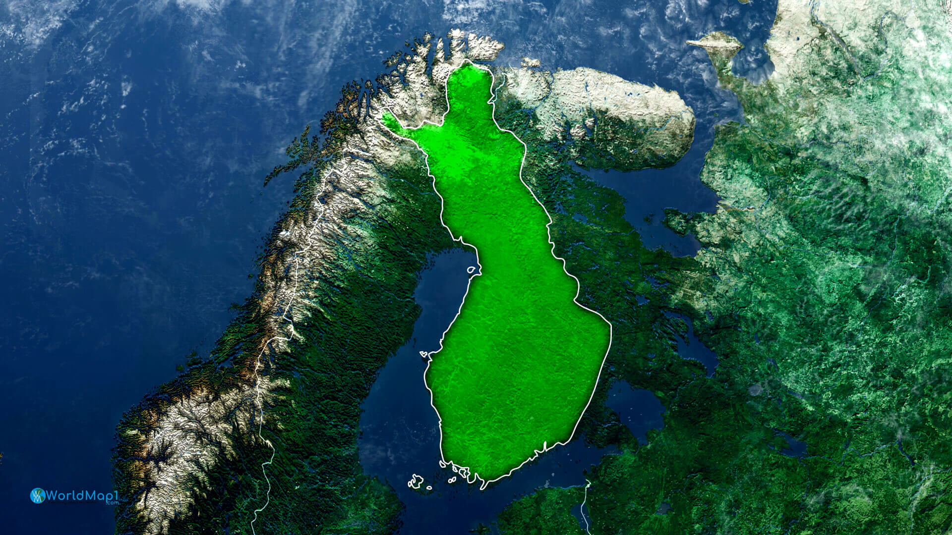 Finlandiya Ulusal Sınırlı Uydu Haritası